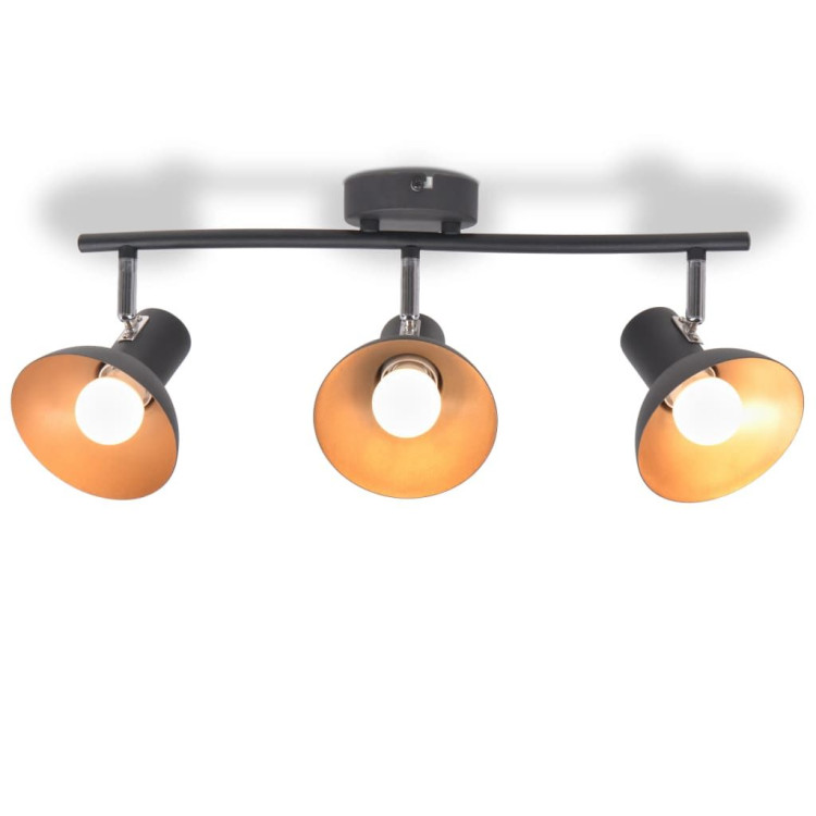 Ceiling Lamp For 3 Bulbs E27 Black And Gold image 2