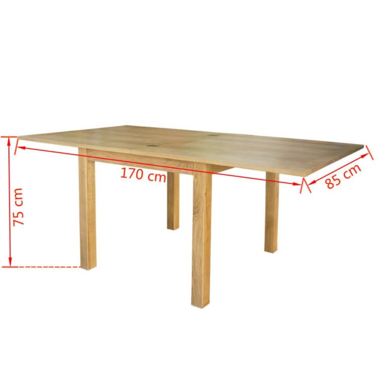 Extendable Table Oak 170x85x75 Cm image 7