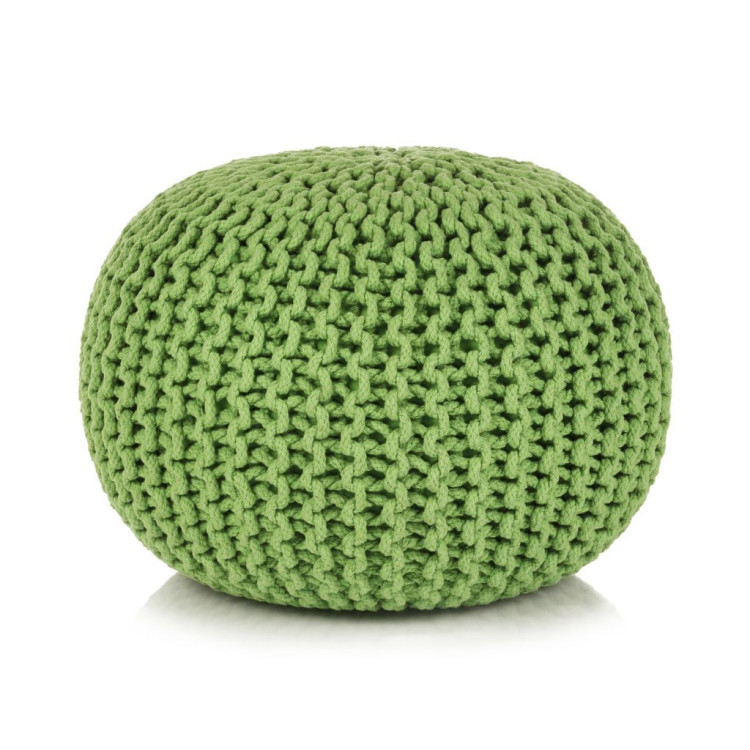 Hand-knitted Pouffe Cotton 50x35 Cm Green image 2