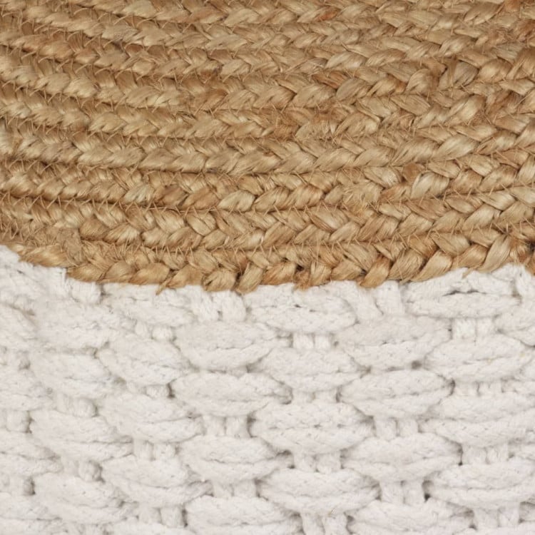 Woven/knitted Pouffe Jute Cotton 50x35 Cm White image 3