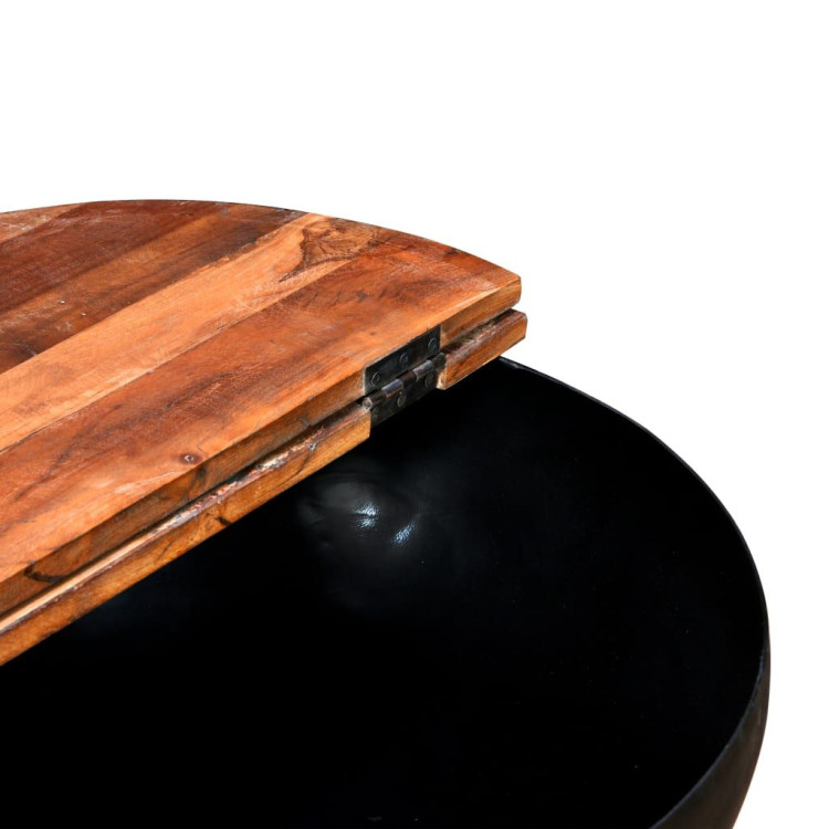 Coffee Table Set 2 Pieces Solid Reclaimed Wood Black Bowl Shape image 9