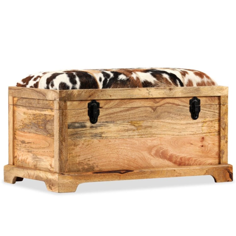 Storage Bench Genuine Leather And Solid Mango Wood 80x44x44 Cm image 12