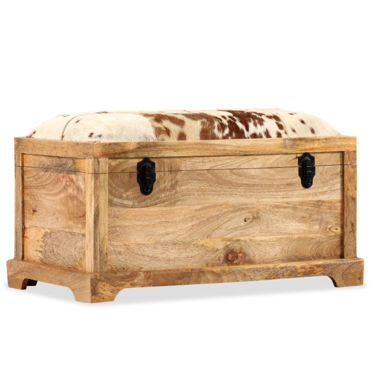 Storage Bench Genuine Leather And Solid Mango Wood 80x44x44 Cm image 10