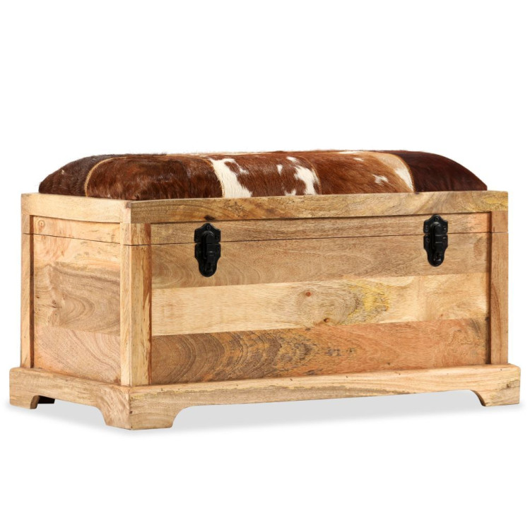 Storage Bench Genuine Leather And Solid Mango Wood 80x44x44 Cm image 11