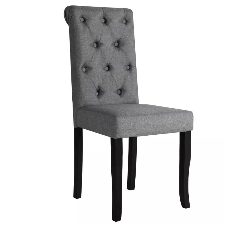 Dining Chairs 4 Pcs Dark Grey Fabric Tufted Button image 4