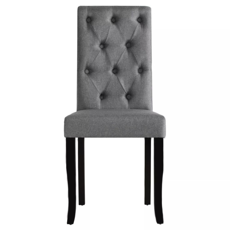 Dining Chairs 4 Pcs Dark Grey Fabric Tufted Button image 5