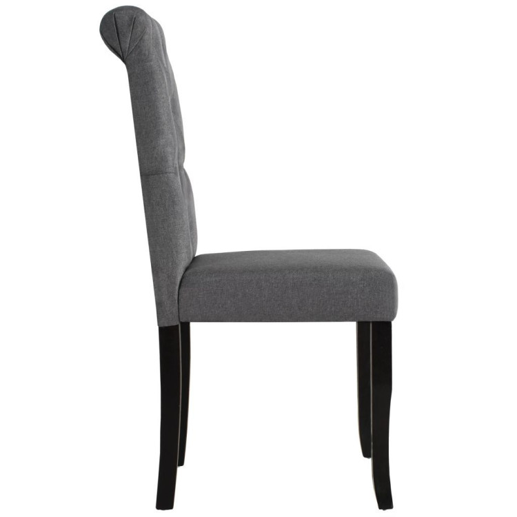 Dining Chairs 4 Pcs Dark Grey Fabric Tufted Button image 6