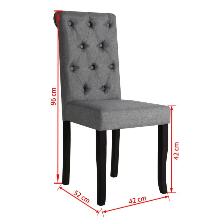 Dining Chairs 4 Pcs Dark Grey Fabric Tufted Button image 8