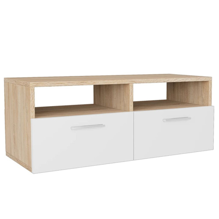 Tv Cabinet Chipboard 95x35x36 Cm Oak And White image 3