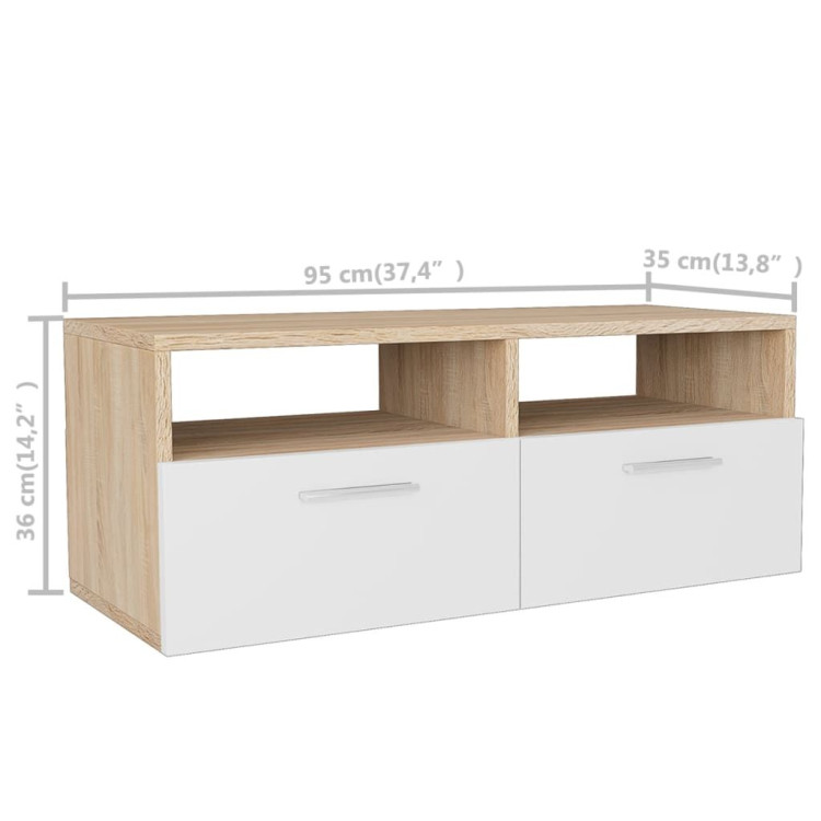 Tv Cabinet Chipboard 95x35x36 Cm Oak And White image 6