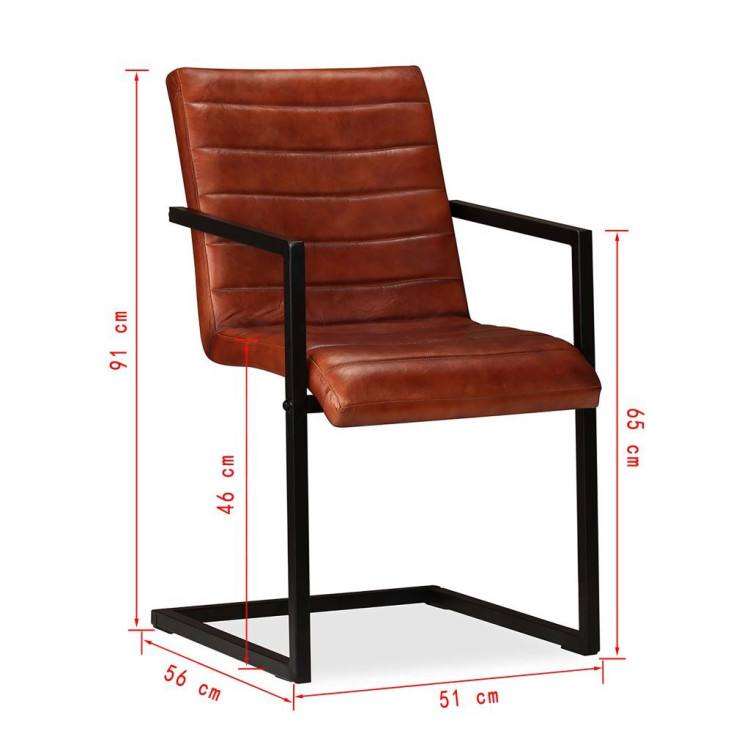 Dining Chairs 2 Pcs  Real Leather- Brown image 12