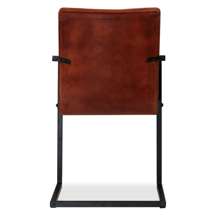 Dining Chairs 2 Pcs  Real Leather- Brown image 9