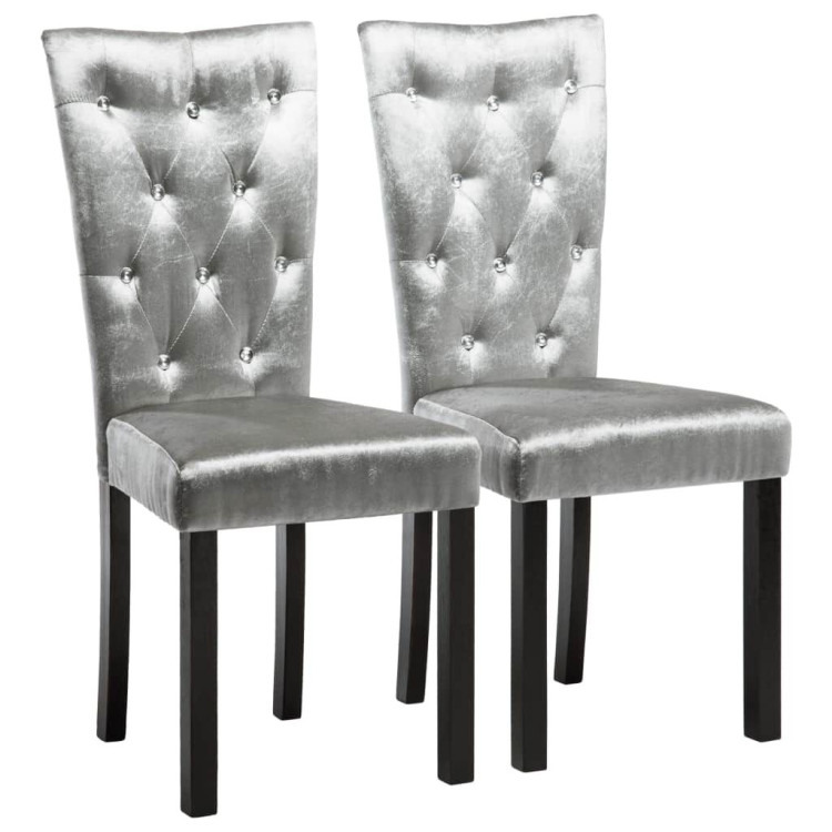 Dining Chairs 2 Pcs Silver Velvet image 3