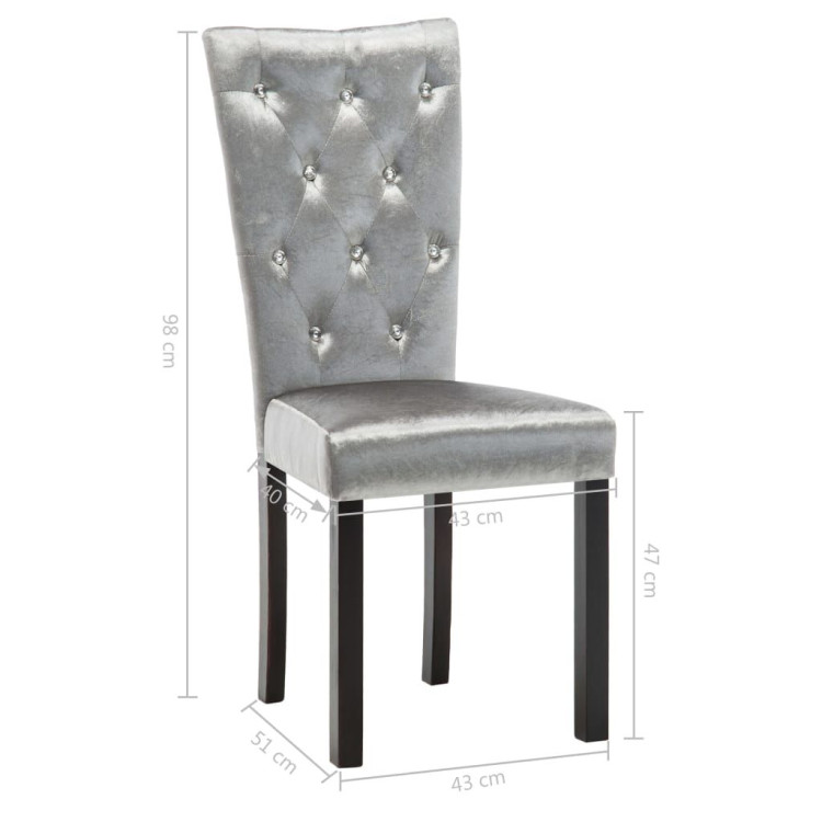 Dining Chairs 2 Pcs Silver Velvet image 11