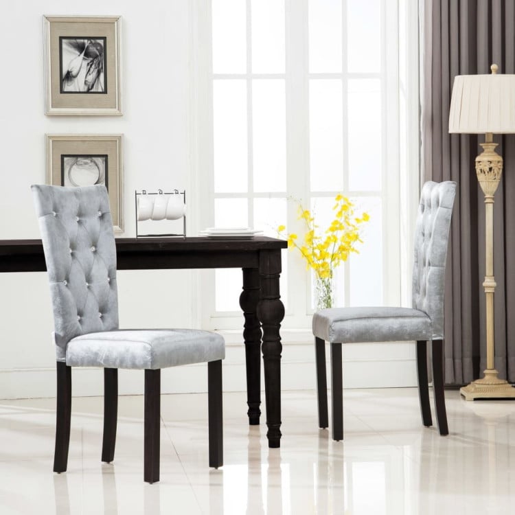 Dining Chairs 2 Pcs Silver Velvet image 2