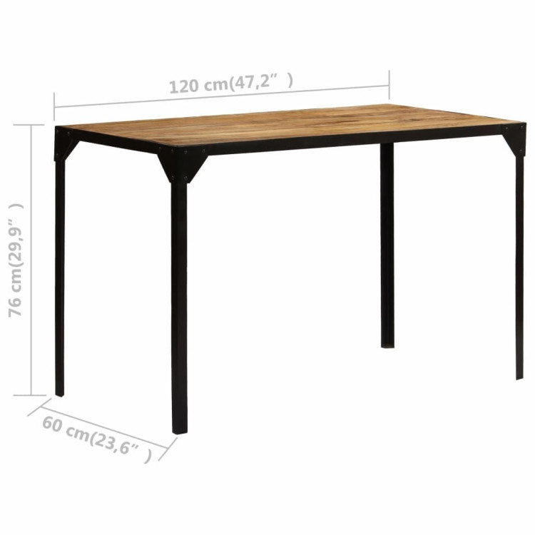 Dining Table Solid Rough Mange Wood And Steel 120 Cm image 10