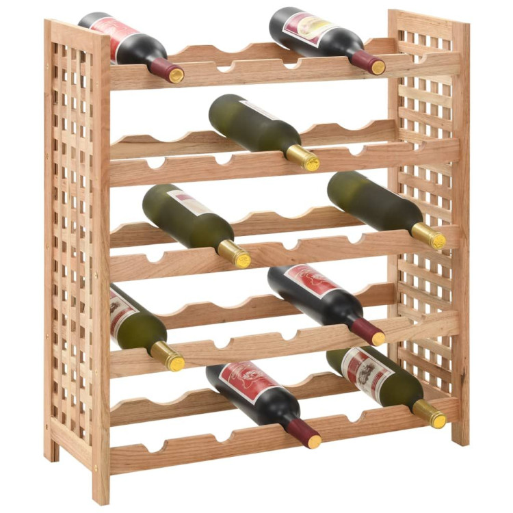 Wine Rack For 25 Bottles Solid Walnut Wood 63x25x73 Cm image 3