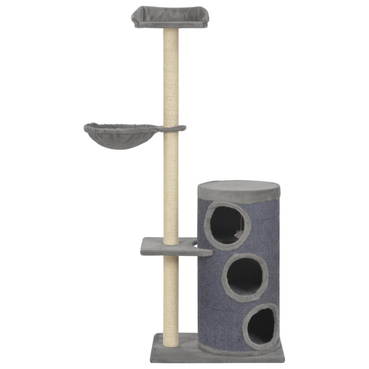Cat Tree With Sisal Scratching Posts Grey 148 Cm image 3