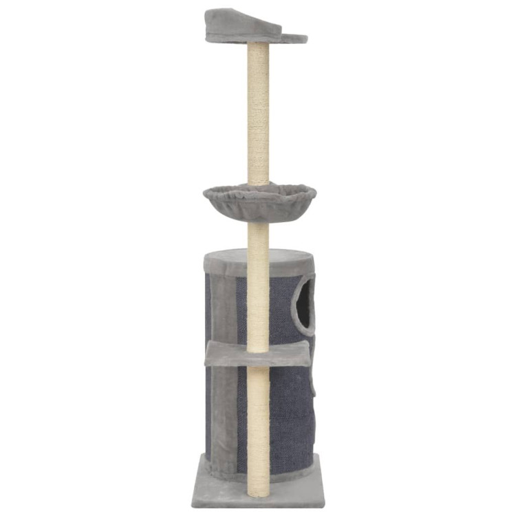 Cat Tree With Sisal Scratching Posts Grey 148 Cm image 4