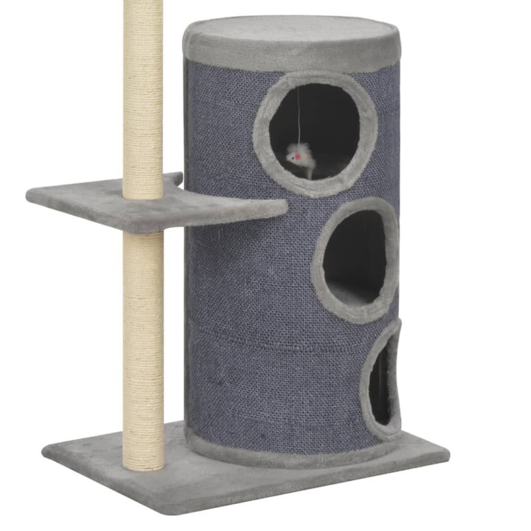 Cat Tree With Sisal Scratching Posts Grey 148 Cm image 6