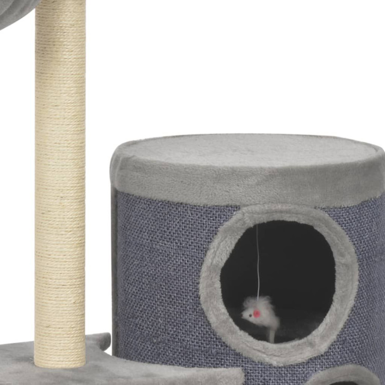 Cat Tree With Sisal Scratching Posts Grey 148 Cm image 7