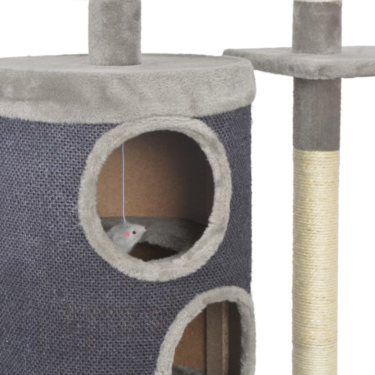 Cat Tree With Sisal Scratching Posts Grey 260 Cm image 7