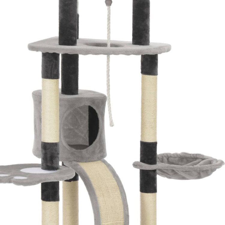 Cat Tree With Sisal Scratching Posts Grey 145 Cm image 5