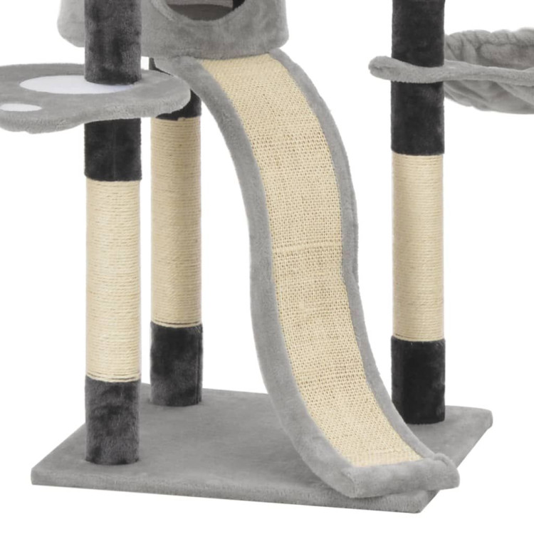Cat Tree With Sisal Scratching Posts Grey 145 Cm image 6