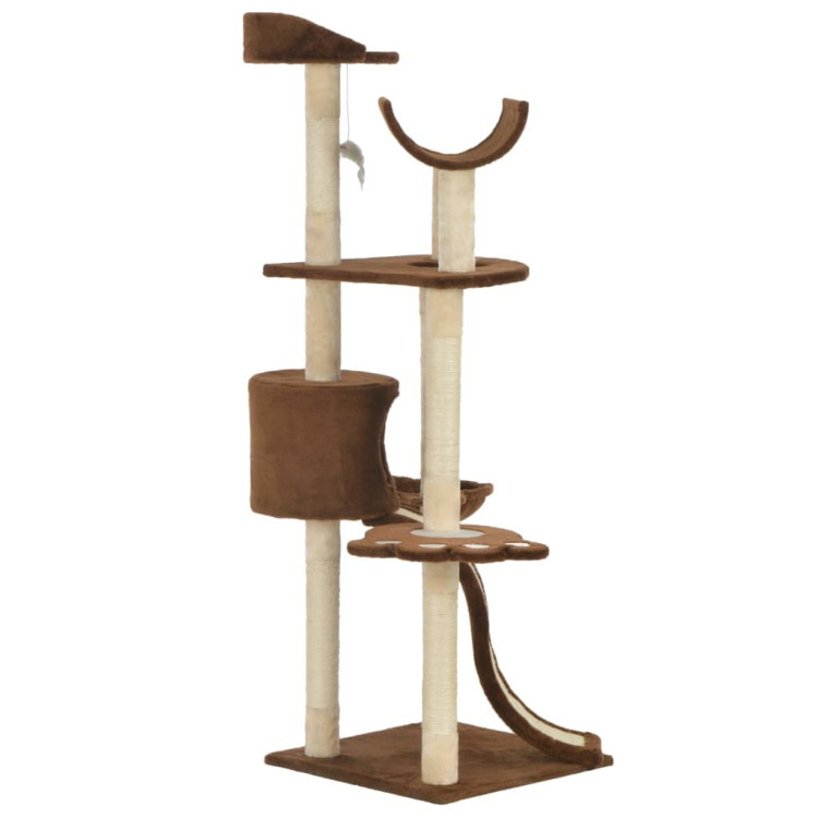Cat Tree With Sisal Scratching Posts Brown 145 Cm image 4
