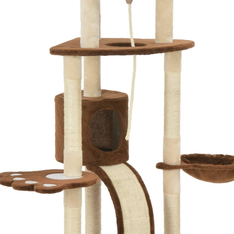 Cat Tree With Sisal Scratching Posts Brown 145 Cm image 5