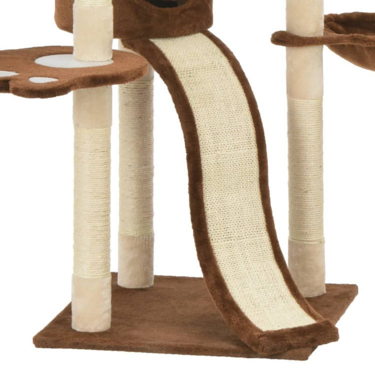 Cat Tree With Sisal Scratching Posts Brown 145 Cm image 7