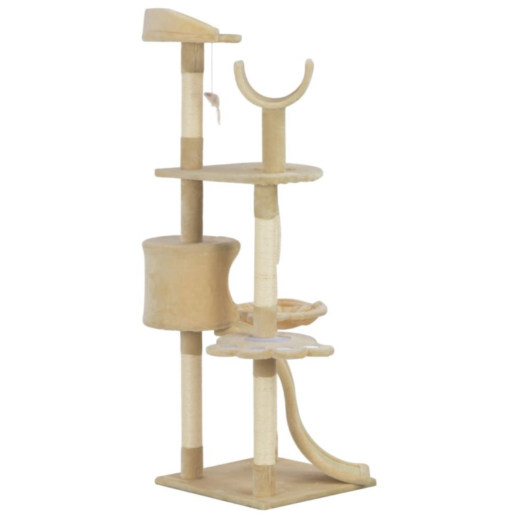 Cat Tree With Sisal Scratching Posts Beige 145 Cm image 4