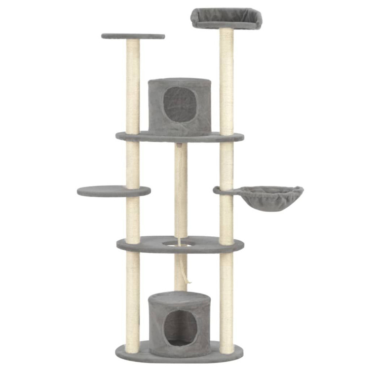 Cat Tree With Sisal Scratching Posts Grey 160 Cm image 3