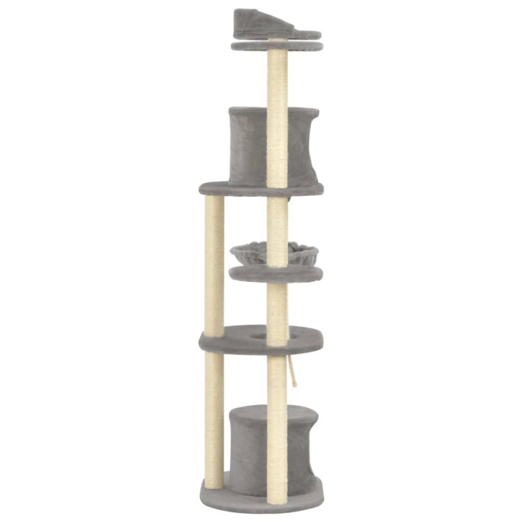 Cat Tree With Sisal Scratching Posts Grey 160 Cm image 4