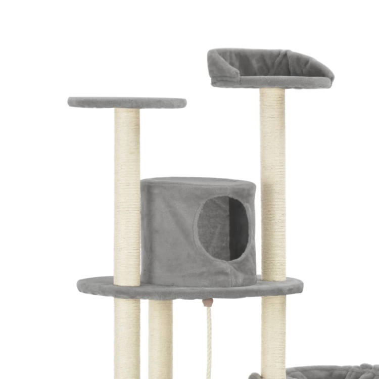 Cat Tree With Sisal Scratching Posts Grey 160 Cm image 5