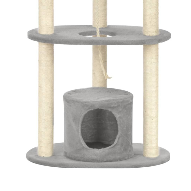 Cat Tree With Sisal Scratching Posts Grey 160 Cm image 7