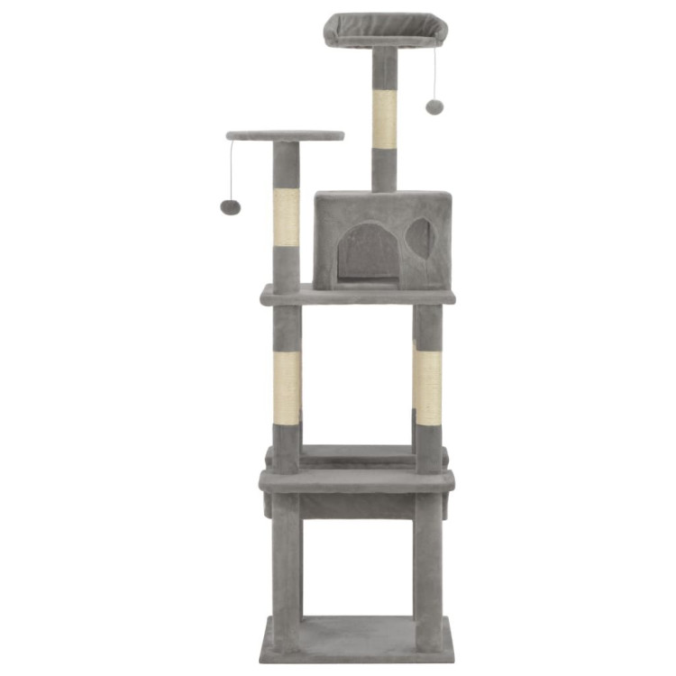 Cat Tree With Sisal Scratching Posts Grey 165 Cm image 3