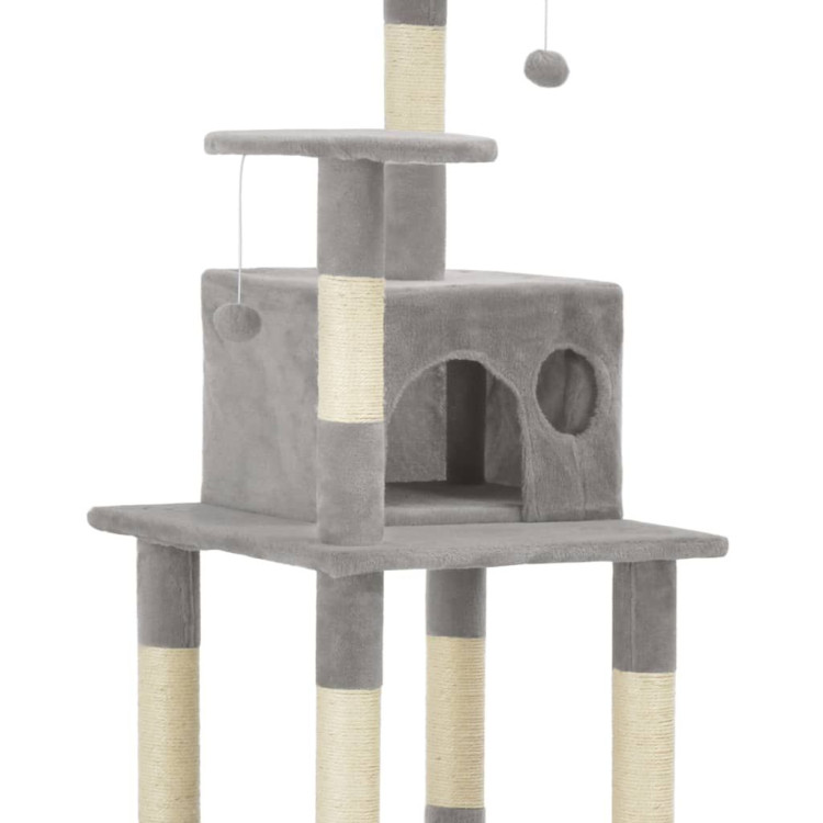 Cat Tree With Sisal Scratching Posts Grey 165 Cm image 5