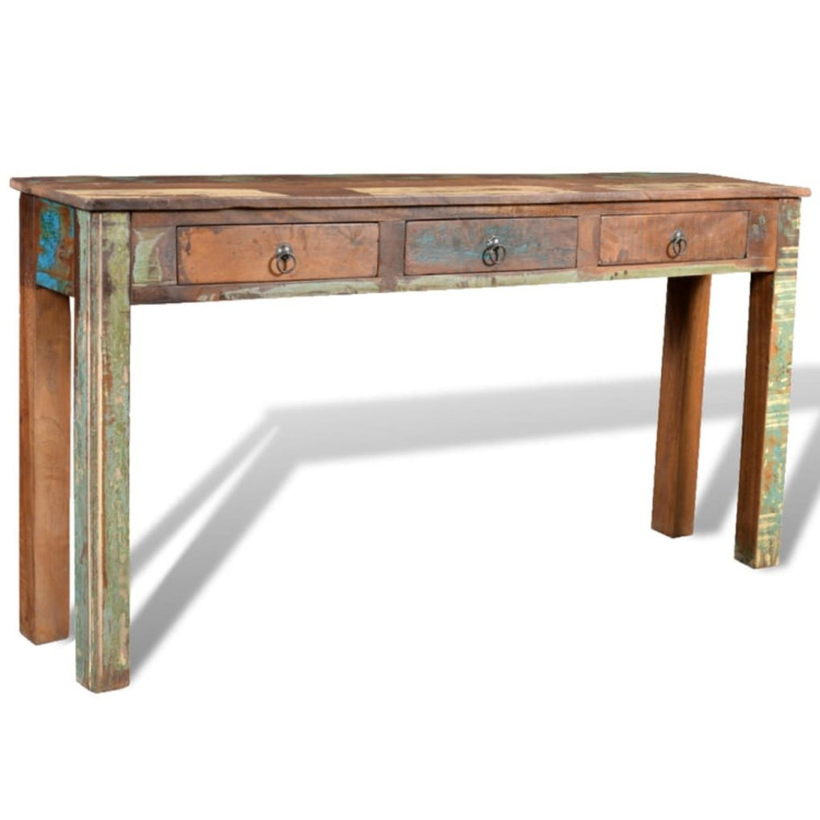 Console Table With 3 Drawers Reclaimed Wood image 2