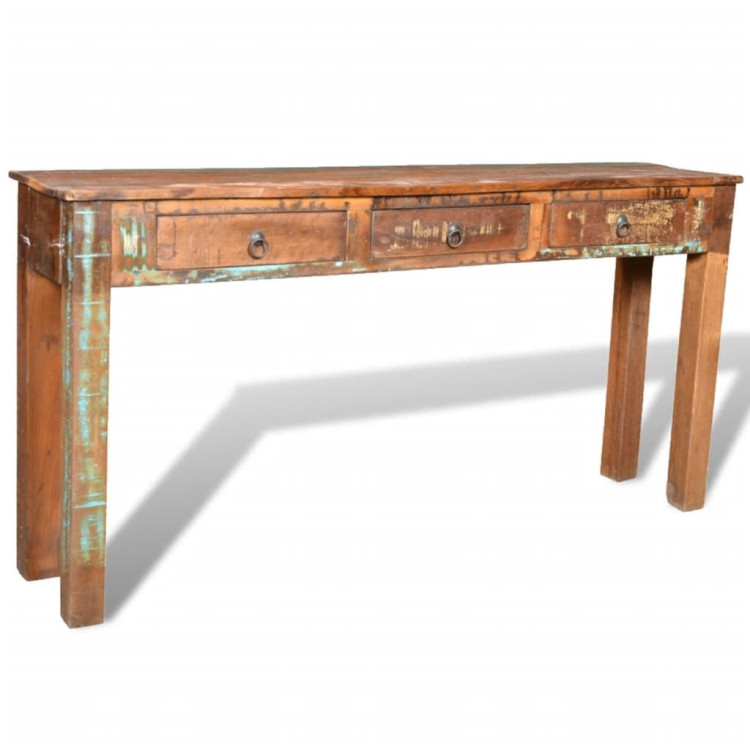 Console Table With 3 Drawers Reclaimed Wood image 12