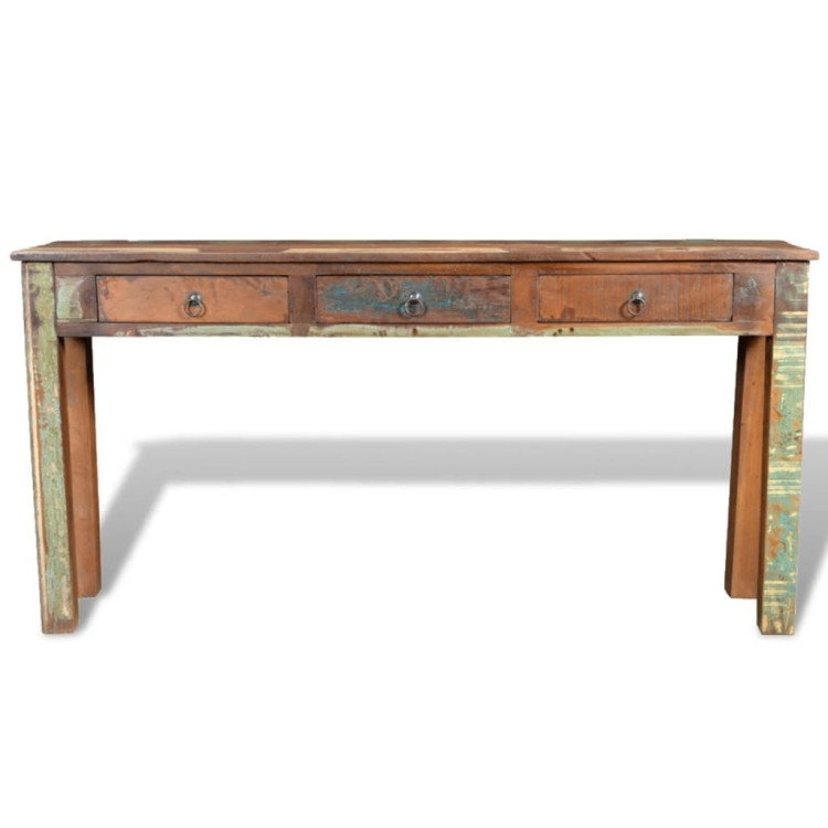 Console Table With 3 Drawers Reclaimed Wood image 5