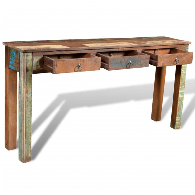 Console Table With 3 Drawers Reclaimed Wood image 6