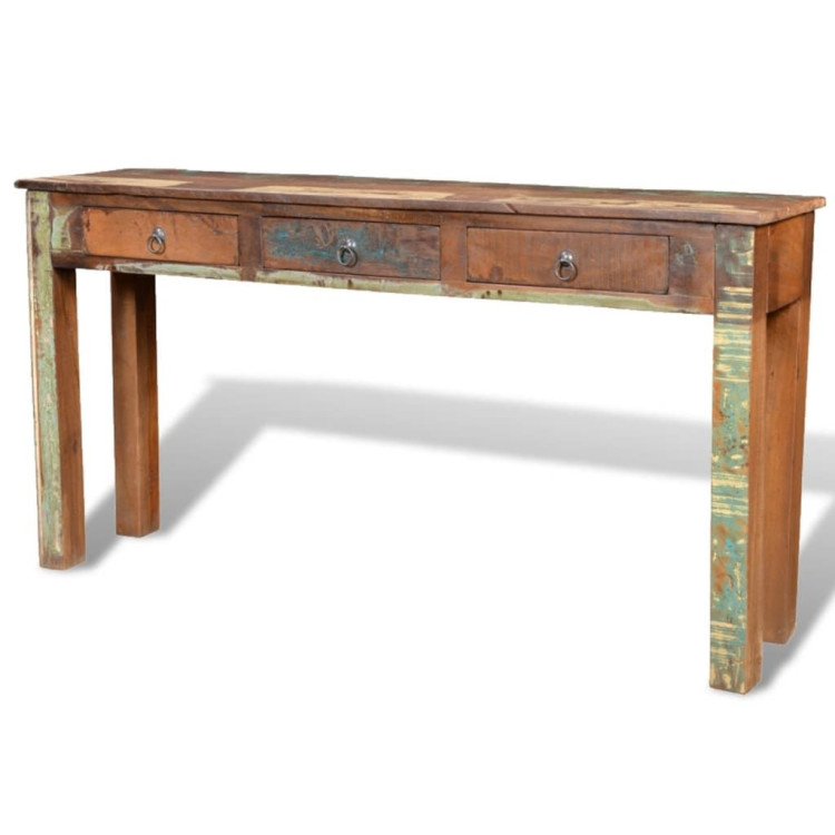 Console Table With 3 Drawers Reclaimed Wood image 7
