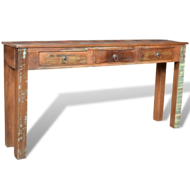 Console Table With 3 Drawers Reclaimed Wood image 10