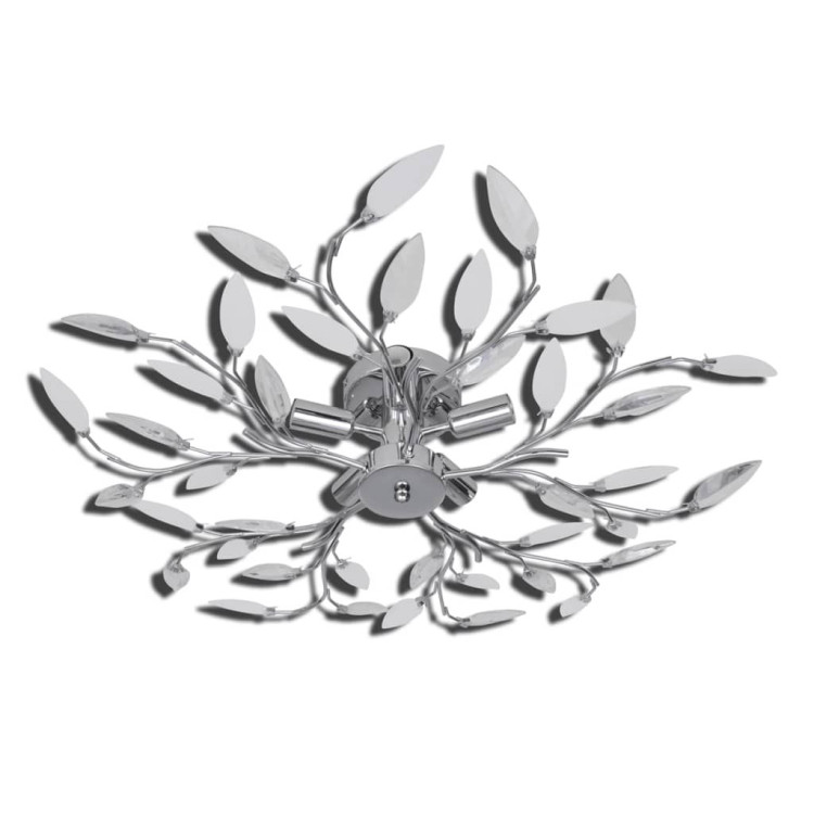 Transparent&white Ceiling Lamp Acrylic Crystal Leaf Arms 5 E14 Bulbs image 5