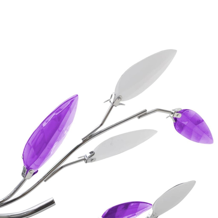 Purple&white Ceiling Lamp Acrylic Crystal Leaf Arms For 5 E14 Bulbs image 4