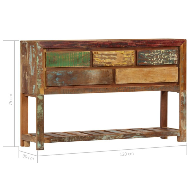 Sideboard 120x30x75 Cm Solid Reclaimed Wood- Natural image 9