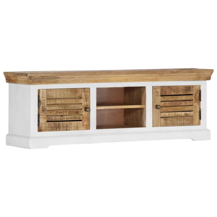 Tv Cabinet Solid Mango Wood Brown and white image 12