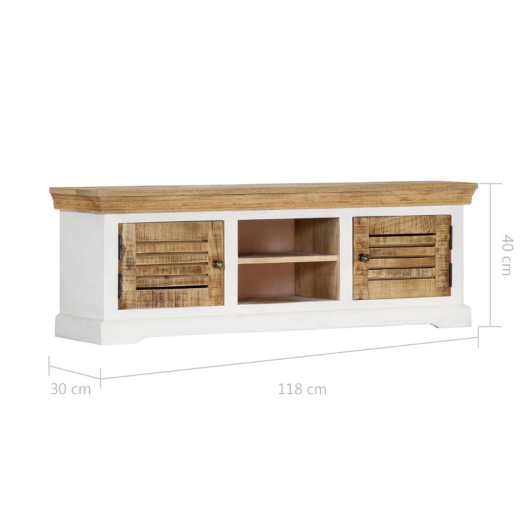 Tv Cabinet Solid Mango Wood Brown and white image 8