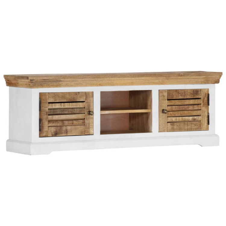 Tv Cabinet Solid Mango Wood Brown and white image 9